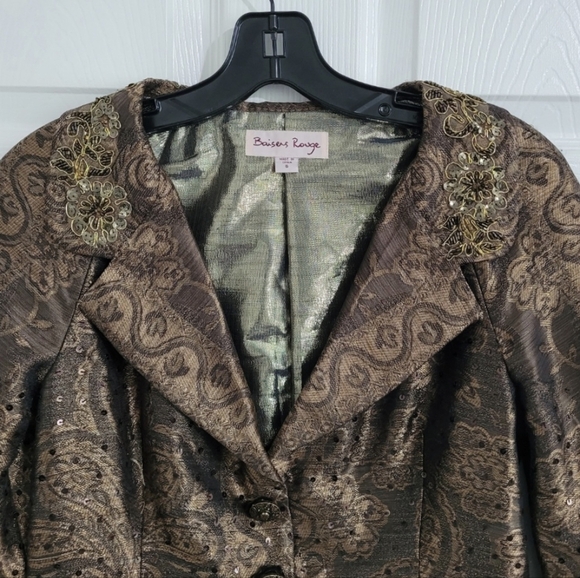 Baisers Rouge Elegant Blazer Jacket Women's Size S(6) Formal Decorative - Picture 6 of 16